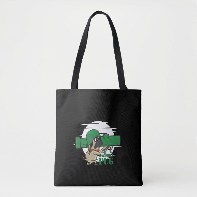 Bolso De Tela Bazooka Pug Funny Pug Dog (Anverso)