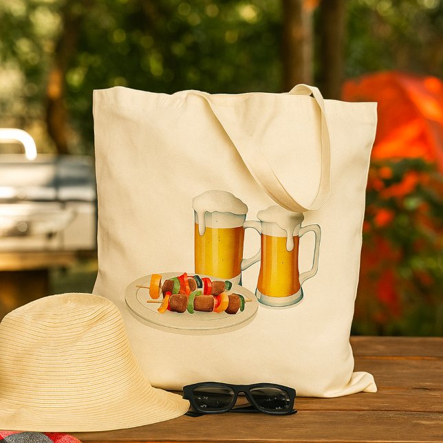 Bolso De Tela BBQ Skewewewers y Beer Summer Cooking (Subido por el creador)