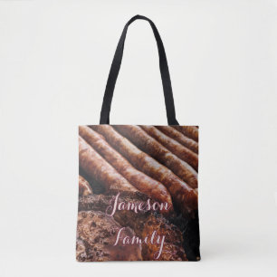 Bolso De Tela BBQ Tote Bag Comida de carne cocinada por la famil