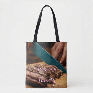 Bolso De Tela BBQ Tote Bag Comida de carne cocinada por la famil