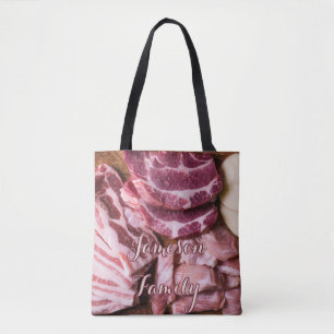 Bolso De Tela BBQ Tote Bag Familia carne cruda Alimento