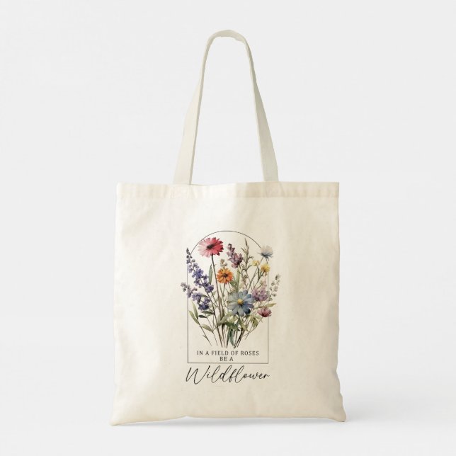 Bolso De Tela Be a Wildflower Bohemian Romántico Boho Floral (Reverso)