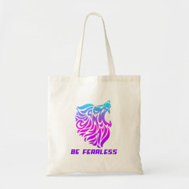 Bolso De Tela Be Fearless Neon Lion Motivational Gradient Design