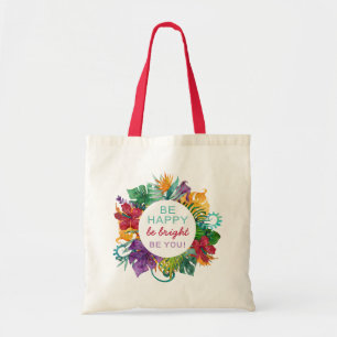 Bolso De Tela Be Happy Be Bright Be You Tropical Circle Wreath