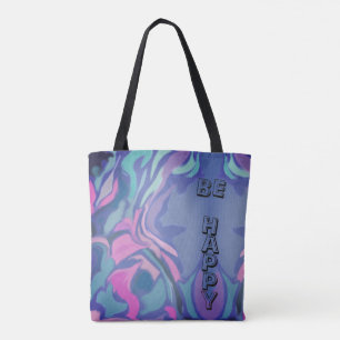 Bolso De Tela Be Happy Motivation Fun Pastel Ink Shopping