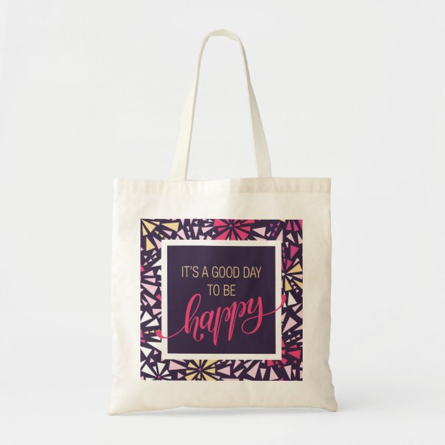 Bolso De Tela Be Happy Purple Abstract Tote (Frente)