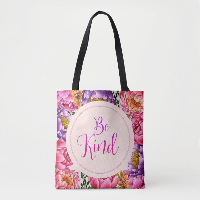 Bolso De Tela Be Kind Pink Peony Tote Bag (Anverso)