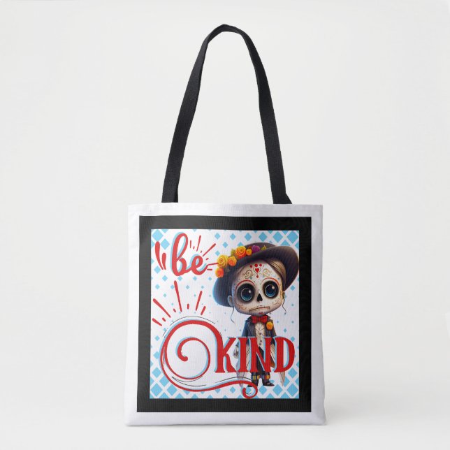 Bolso De Tela Be Kind Sugar Skull (Anverso)