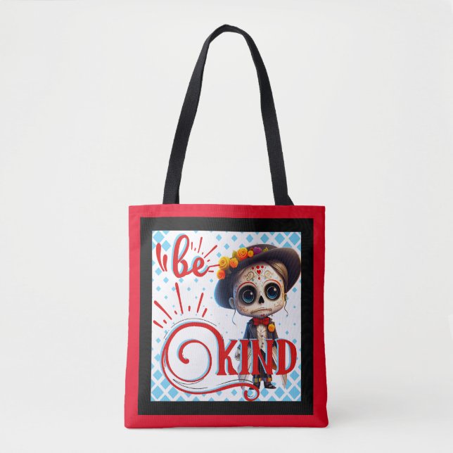 Bolso De Tela Be Kind Sugar Skull (Anverso)