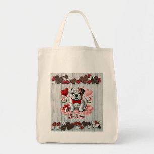 Bolso De Tela Be Mine English Bulldog Valentine Grocery Bag