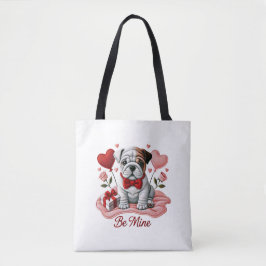 Bolso De Tela Be Mine Valentine Bulldog inglés Shoulder Tote Ba