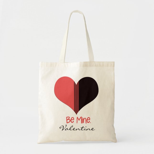 Bolso De Tela Be Mine Valentine Personalizado Red Stripe Heart (Frente)