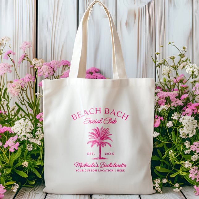 Bolso De Tela Beach Bach Tropical Bachelorette Party Personaliza (Subido por el creador)