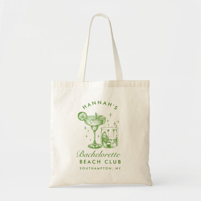 Bolso De Tela Beach Bachelorette Retro Moderno Personalizado (Frente)