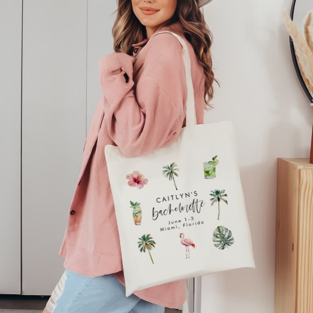 Bolso De Tela Beach Bachelorette Tropical Hen Fiesta Flamingo (Subido por el creador)