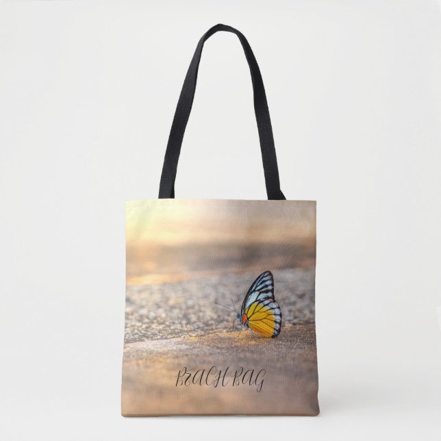 Bolso De Tela BEACH BAG - Mariposa sobre la arena (Anverso)