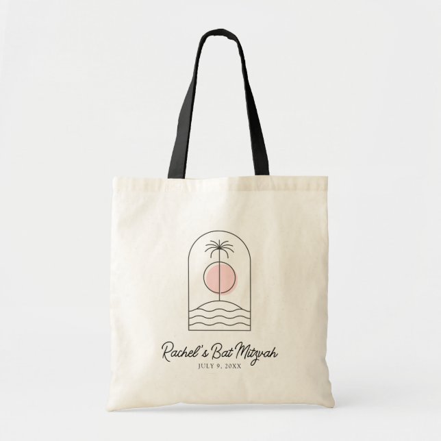 Bolso De Tela Beach Bat Mitzvah Favor Personalizado Tote Bag (Frente)