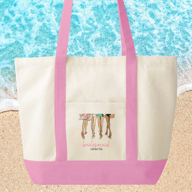 Bolso De Tela Beach Bridesmaid Proposal Bachelorette Favor Name (Subido por el creador)