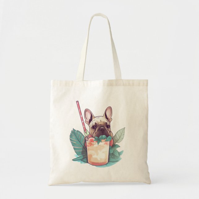 Bolso De Tela Beach Buddies: Frenchie Fizz Tote Bag (Frente)