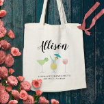 Bolso De Tela Beach Cocktails Bachelorette Bridesmaid Name<br><div class="desc">Rellene esta preciosa bolsa con los accesorios que sus chicas necesitan para su fin de semana de soltera o boda!</div>