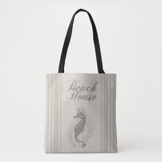 Bolso De Tela Beach House Seahorse Seashore (Anverso)
