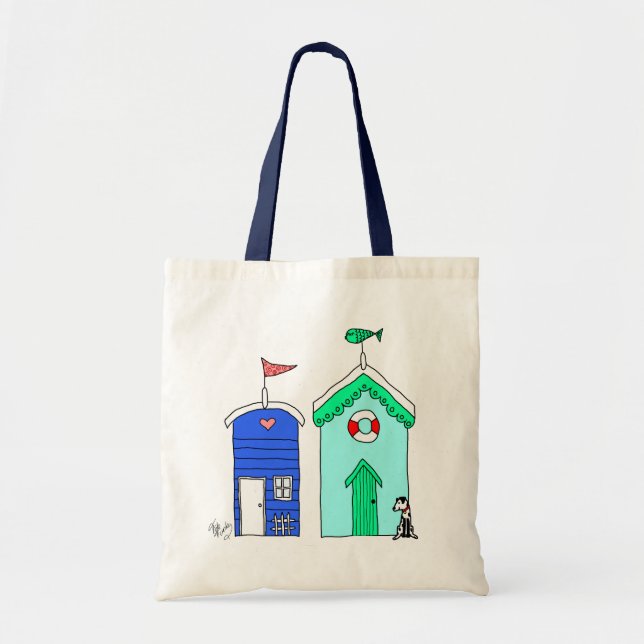 Bolso De Tela Beach Huts 2 Ilustracion (Frente)