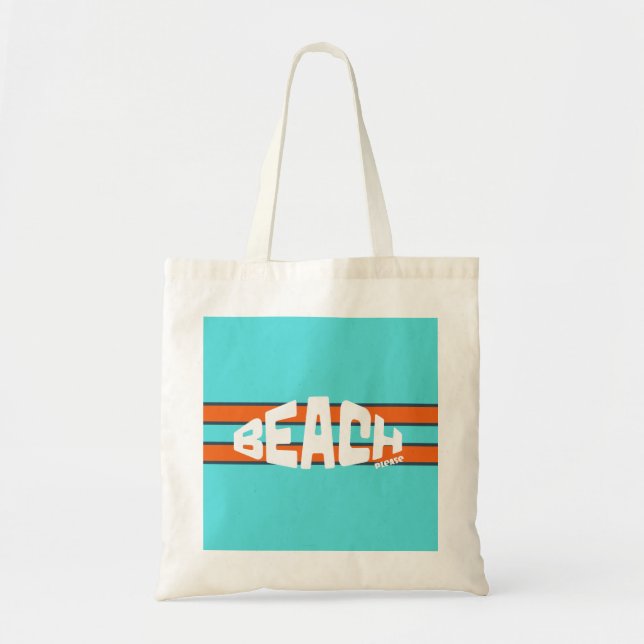Bolso De Tela Beach Please Aqua Blue & Naranja Strike (Frente)