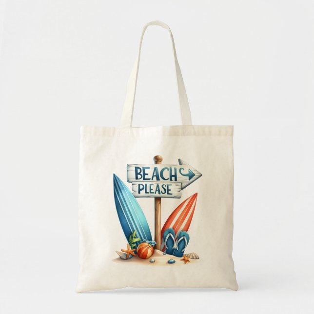 Bolso De Tela "Beach Please" Beach Tote Bag (Frente)