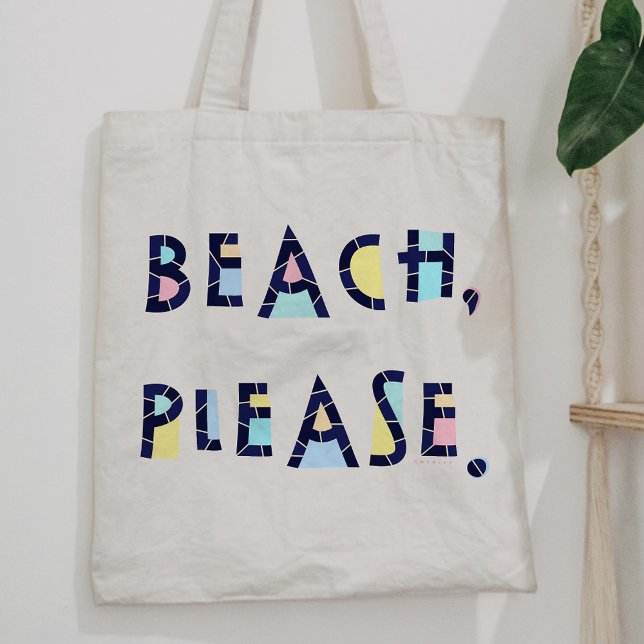Bolso De Tela Beach Please Summer Whimsical Typography Cute (Subido por el creador)