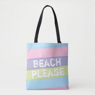 Bolso De Tela Beach Please Watercolor Stripes Beach Bag