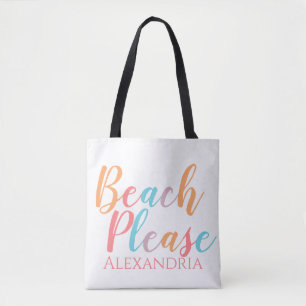 Bolso De Tela Beach Por Favor Nombre Personalizado Playa Tote Ba