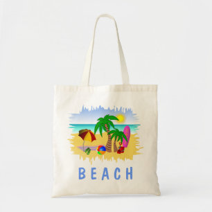 Bolso De Tela Beach Sun Sea and Surf Fun Budget Tote Beach Bag