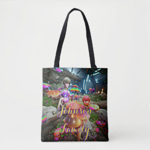 Bolso De Tela Beach Tote Bag Family Mushrooms and Fairies