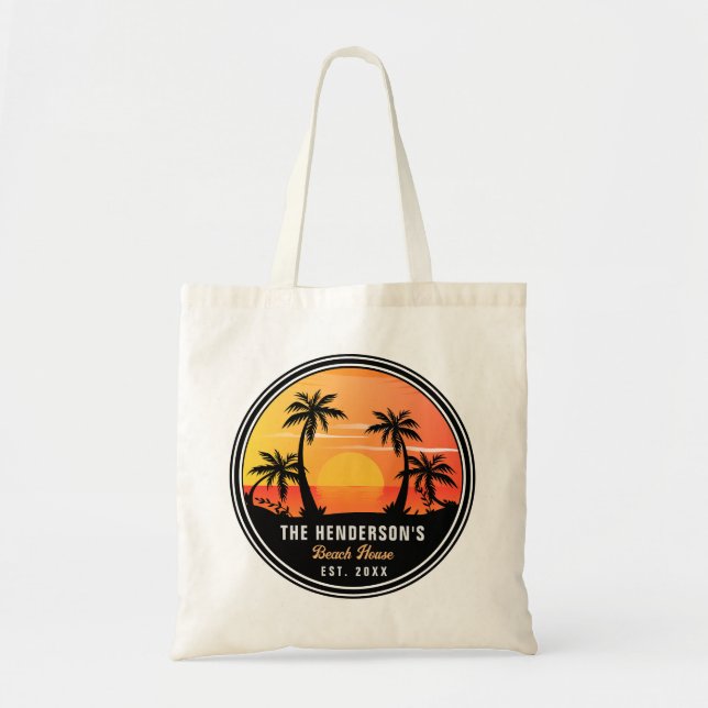 Bolso De Tela Beach Vacation House Familia Reunion Palm Trees 80 (Frente)