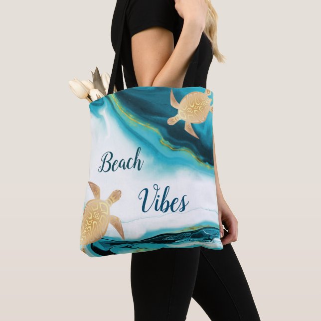 Bolso De Tela Beach Vibes Elegant Turtles (Detalle)