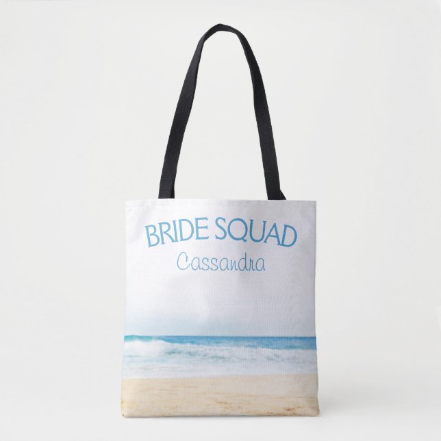 Bolso De Tela Beach Wedding Nombre de la dama de honor Tote Bag (Anverso)