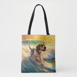 Bolso De Tela Beagle Beach Surfing Painting