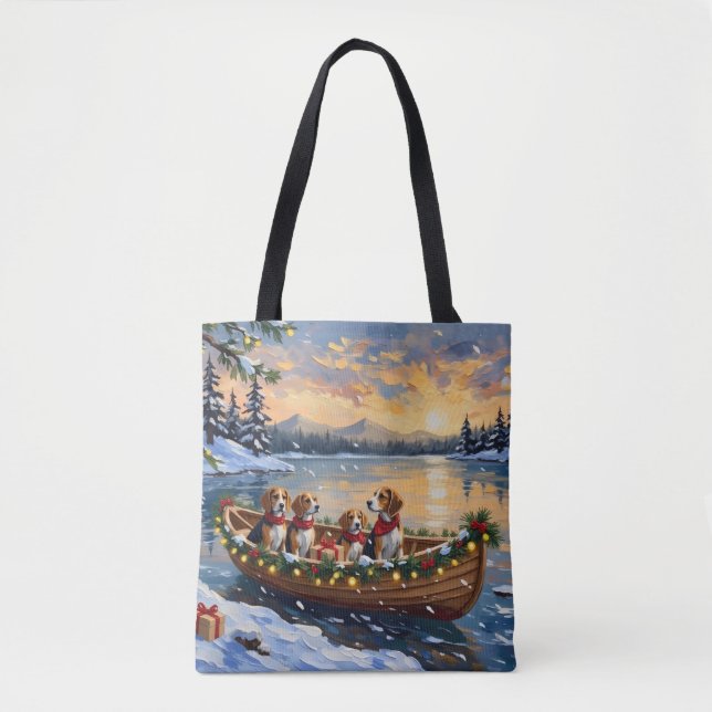 Bolso De Tela Beagle Christmas Boat Holiday (Anverso)