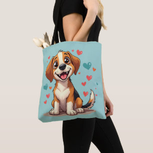 Bolso De Tela Beagle de Kawaii con arte de perros lúgubre
