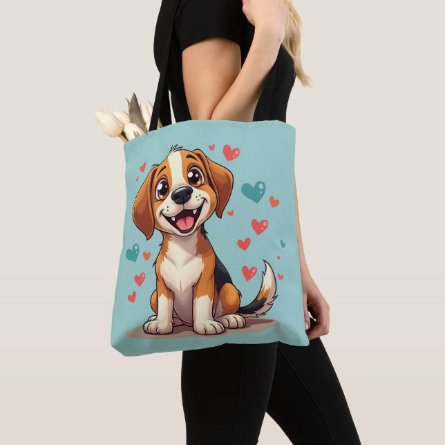 Bolso De Tela Beagle de Kawaii con arte de perros lúgubre (Detalle)