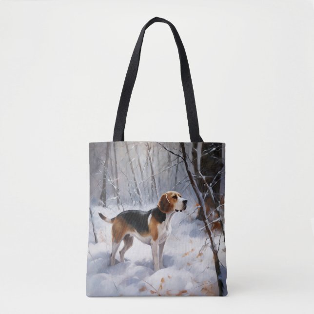 Bolso De Tela Beagle Deja que nieve Navidad (Anverso)