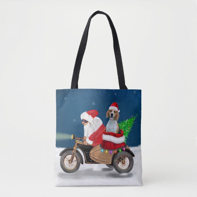 Bolso De Tela Beagle Dog Navidades Santa Claus (Anverso)