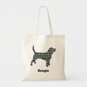 Bolso De Tela Beagle Dog Yellow & Black Grid Line
