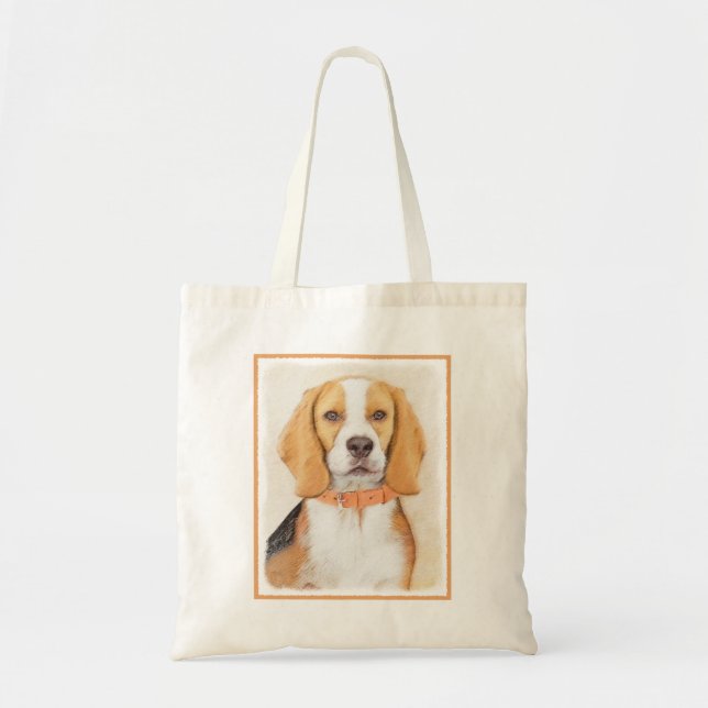 Bolso De Tela Beagle Hound Dog Pintura original de animales (Frente)