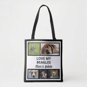 Bolso De Tela Beagle Lovers Personalizado Cachorro y Collage de 