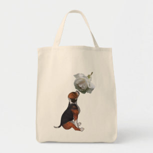 Bolso De Tela Beagle Puppy White Rose Tota Bag