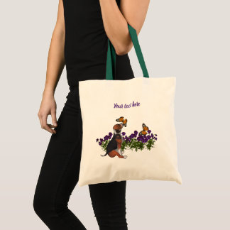 Bolso De Tela Beagle Puppy Y Mariposas Animales Personalizados 
