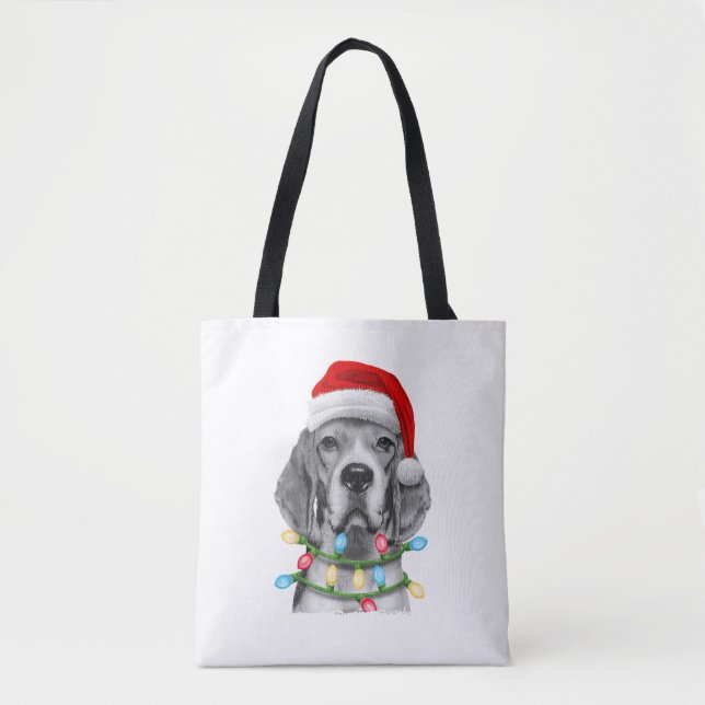 Bolso De Tela Beagle Santa Christmas Tree Enfoca la Navidad Boys (Anverso)