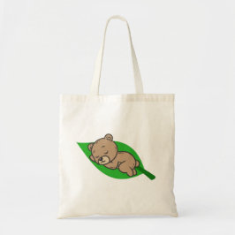Bolso De Tela Bear on a Leaf Tote Bag