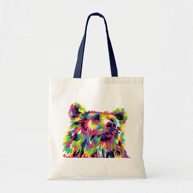 Bolso De Tela Bear Spirit Animal Pop Art (Frente)